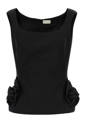 Magda Butrym floral-ruffle sleeveless top - Black