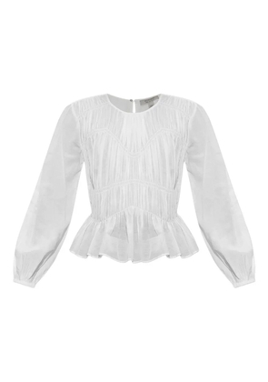 AllSaints smocked-panel ruffled top - White