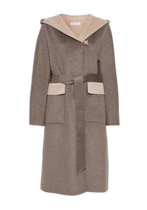 Liska hooded belted coat - Brown