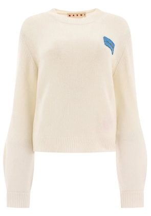Marni logo-appliqué cashmere jumper - Neutrals