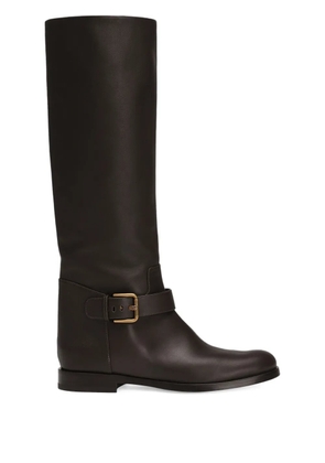 Dolce & Gabbana buckle-strap leather boots - Brown