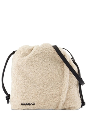 Marni faux-shearling drawstring crossbody bag - White