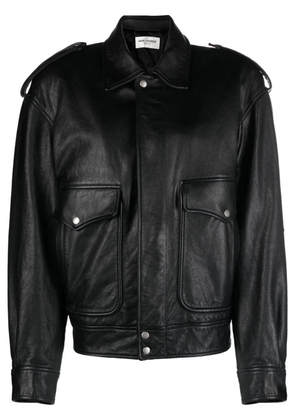 Saint Laurent leather zip-up jacket - Black