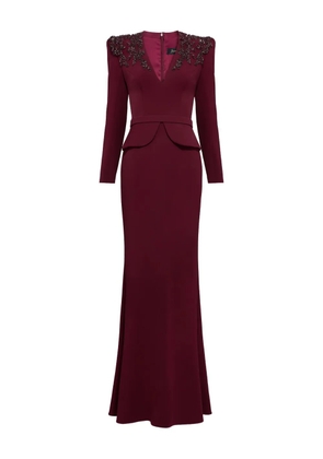 Jenny Packham sequin-embellished V-neck maxi dress - Red