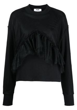 MSGM ruffled cotton sweatshirt - Black