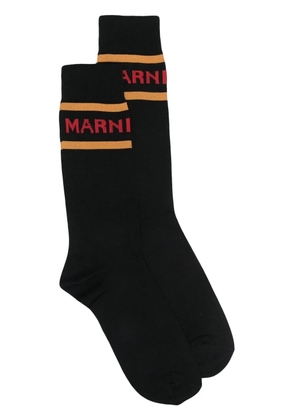 Marni contrast-trim logo socks - Black