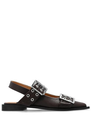 GANNI buckled leather pumps - Brown