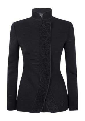 Giorgio Armani ribbed high-neck jacket - Black