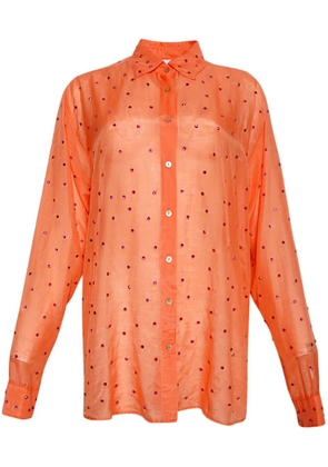 Oséree gem-embellished sheer shirt - Orange