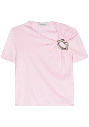 Sonia Rykiel lips-motif asymmetric T-shirt - Pink