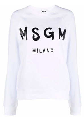 MSGM logo-print crew neck sweatshirt - White