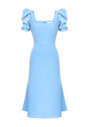 POST MERIDIEM godet-silhouette square-neck midi dress - Blue
