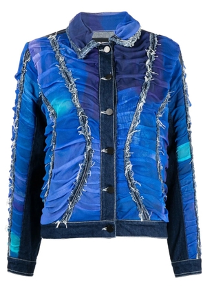 Paula Canovas del Vas ruched frayed denim jacket - Blue