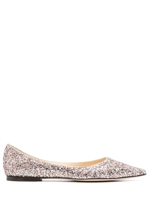 Jimmy Choo Romy glitter-embellished pointed-toe ballet flats - Pink