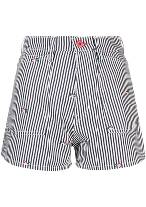 Kenzo striped embroidered high-waisted shorts - White
