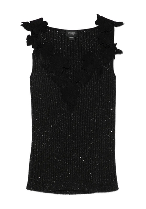 Giambattista Valli floral-motif embellished top - Black