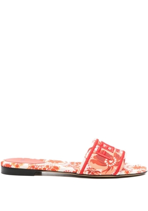 FENDI logo-embroidered slides - Neutrals