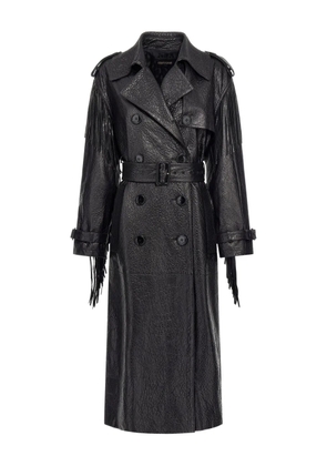 Roberto Cavalli fringed leather trench coat - Black