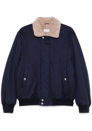 Brunello Cucinelli shearling-collar bomber jacket - Blue