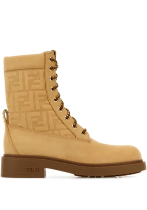 FENDI embossed-logo combat boots - Neutrals