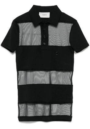 Coperni striped sheer polo top - Black