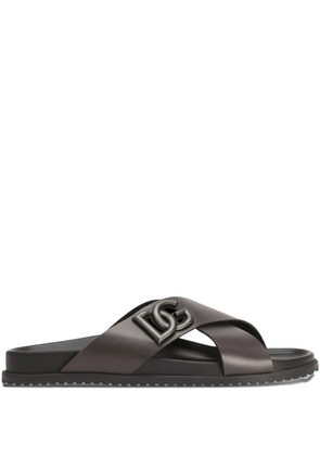 Dolce & Gabbana leather slides - Brown