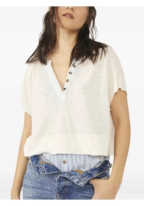 Free People button v-neck blouse - Neutrals