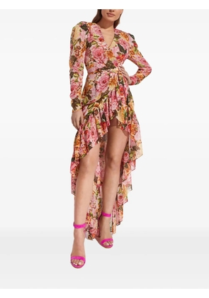 Bronx and Banco asymmetric V-neck floral dress - Pink