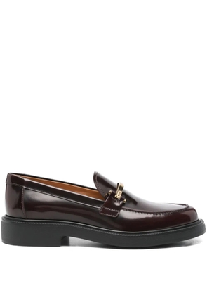 Tod's leather metallic-bar loafers - Red