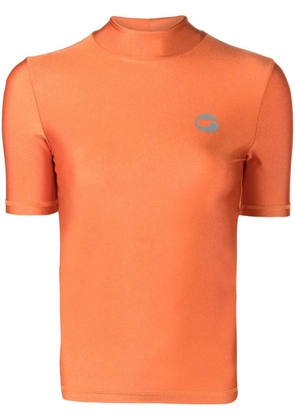 Coperni logo-print mock-neck T-shirt - Orange