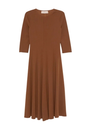 Blanca Vita Asia three-quarter sleeve flared dress - Brown
