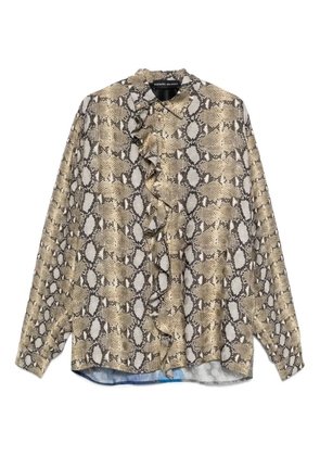 Barbara Bologna snake-pattern ruffle-trim shirt - Brown
