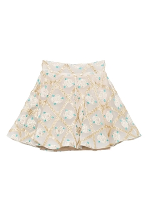 Gemy Maalouf floral-embroidered miniskirt - Neutrals