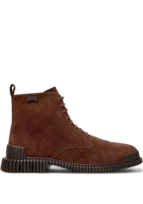 Camper laces zip-up ankle boots - Brown