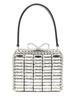 Self-Portrait crystal-embellished bow shoulder bag - Silver