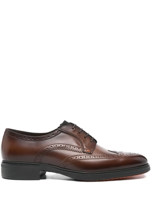 Santoni brogue-detail leather derby shoes - Brown