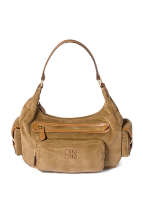 Miu Miu Pocket corduroy shoulder bag - Brown