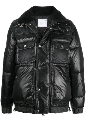 sacai padded jacket with denim detailing - Black
