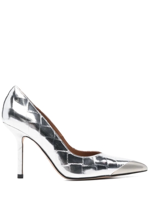 Kurt Geiger London 90mm metallic-effect point-toe pumps - Silver