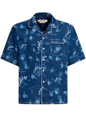Marni logo-print denim shirt - Blue