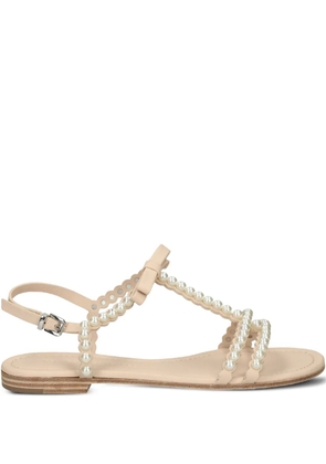 Kennel & Schmenger ELLE pearl-embellished bow sandals - Neutrals