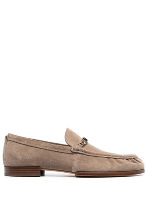 Tod's logo-plaque suede loafers - Brown