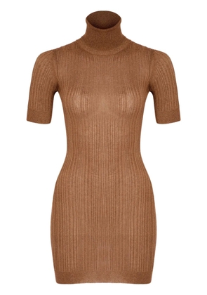 ZEYNEP ARCAY fine-ribbed lurex minidress - Brown