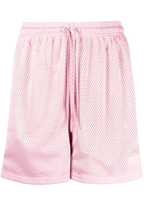 Advisory Board Crystals logo-embroidered mesh track shorts - Pink