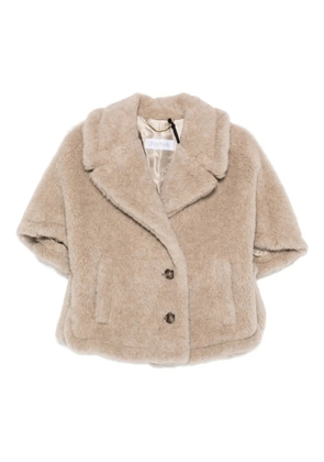 Max Mara button-fastening short-sleeve cape - Neutrals