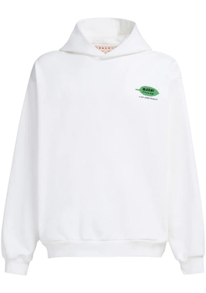 Marni logo-print cotton hoodie - White