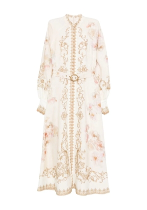 ZIMMERMANN floral-print buttoned dress - Neutrals
