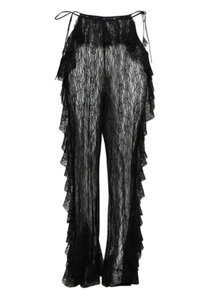 ESTER MANAS ruffled straight-leg lace trousers - Black