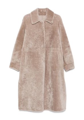 Manzoni 24 shearling collared coat - Neutrals
