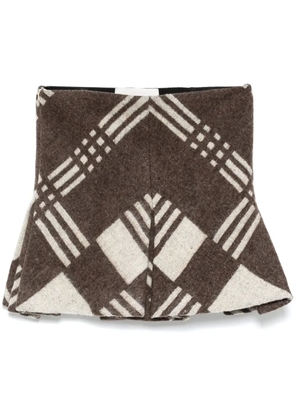 Conner Ives reconstituted military blanket pleated skirt - Brown